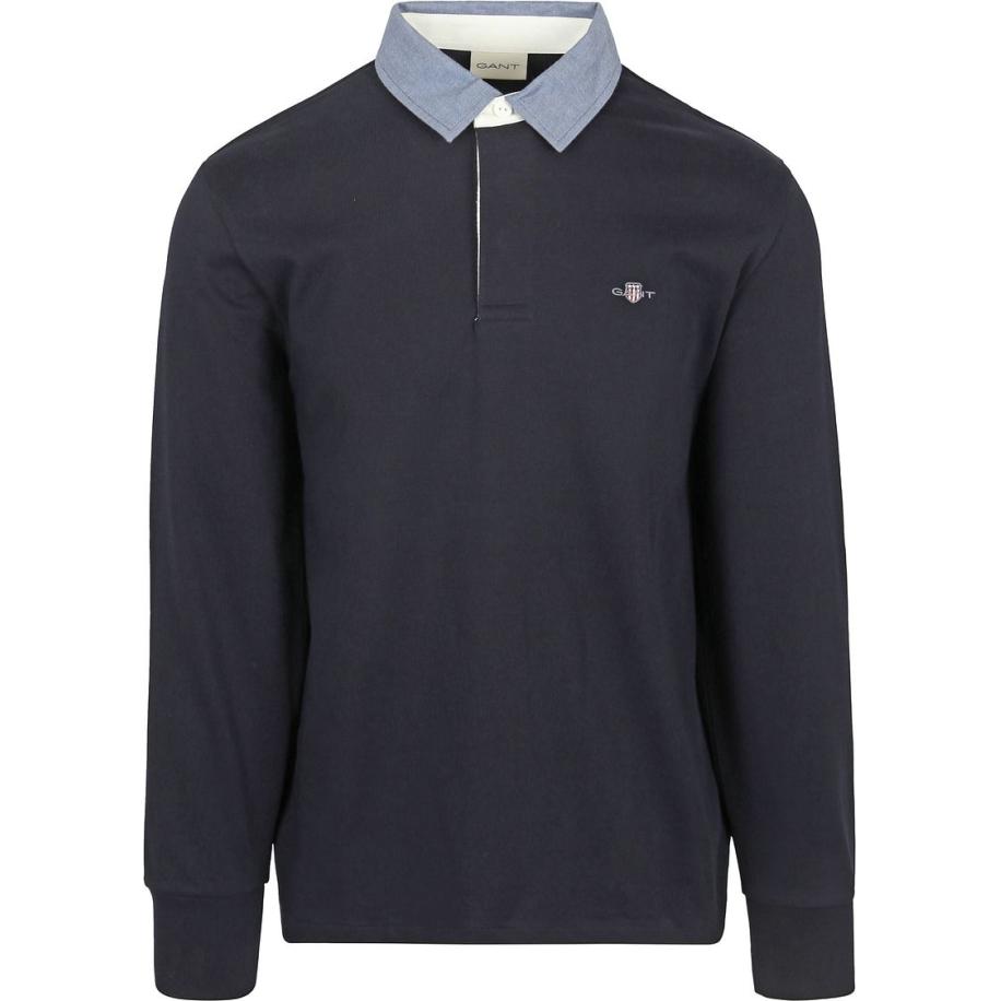Gant Heavy Rugger Shield Polo Navy Blauw