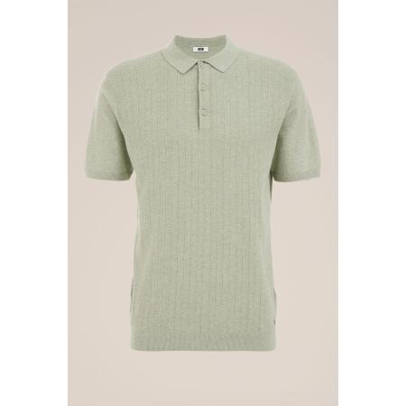 WE Fashion Heren Regular fit fijngebreide polo met structuur - Regular fit - Lichtgroen - Katoen - Maat: XS