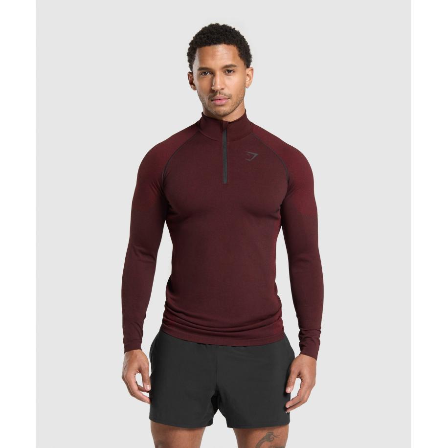 Gymshark Vital Seamless 1/4 Zip Black/Sets Red Zwart
