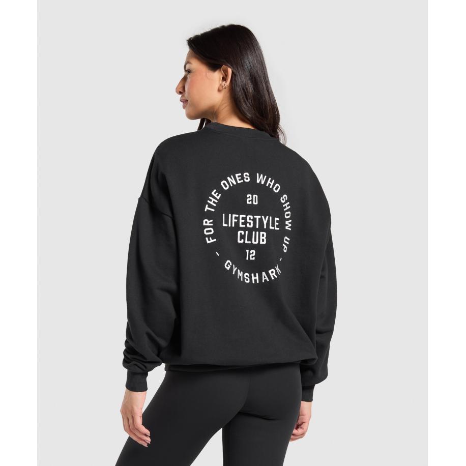 Gymshark Lifestyle Club Graphic Pullover Black Zwart
