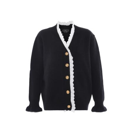 Faina faina Gebreid vest zwart / wit