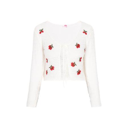 MYMO MYMO Gebreid vest olijfgroen / rood / offwhite