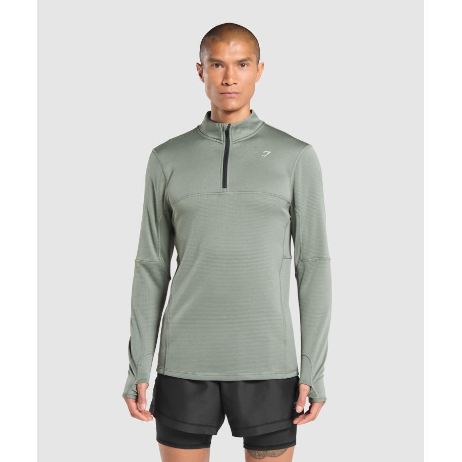 Gymshark Running 1/4 Zip Unit Green Groen
