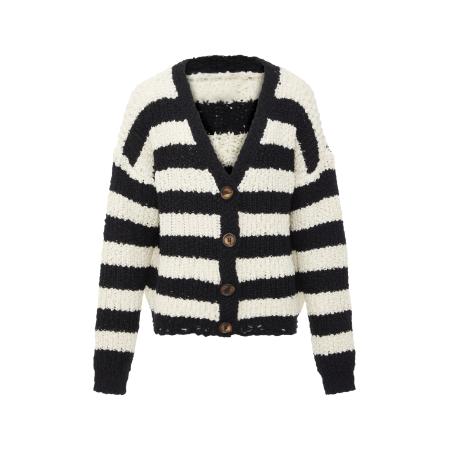 aleva aleva Gebreid vest crème / zwart