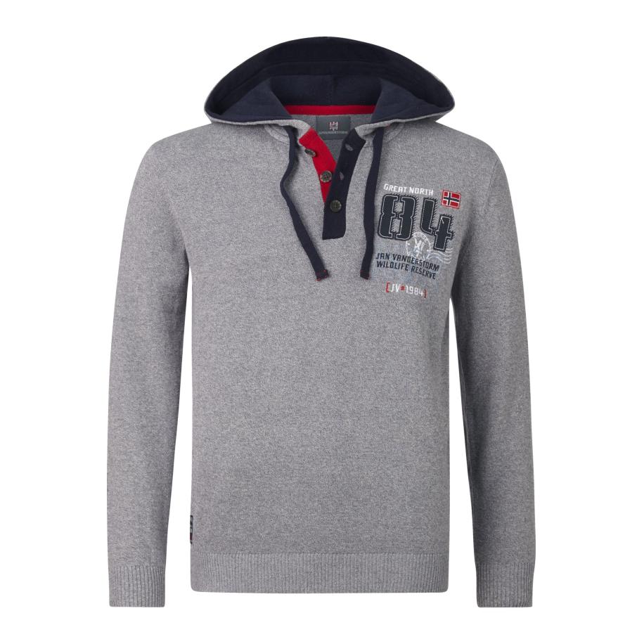 Jan Vanderstorm Trui Kapzilvergrijs, Bedrukt Grijs