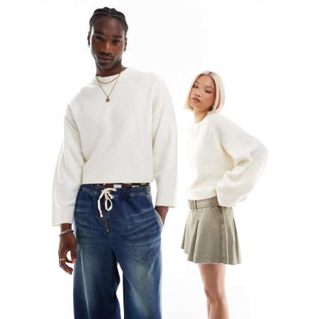 COLLUSION Unisex Trui in ecru-Neutraal