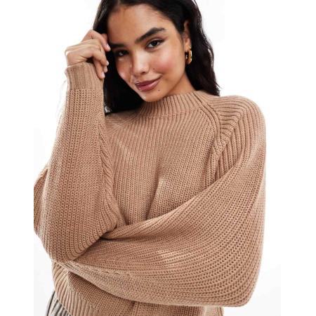 Threadbare Trui met hoge hals in warm taupe-Neutraal