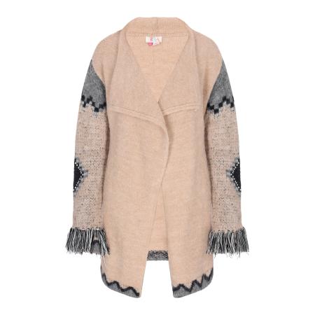 IZIA IZIA Gebreid vest beige / grijs / zwart / wit