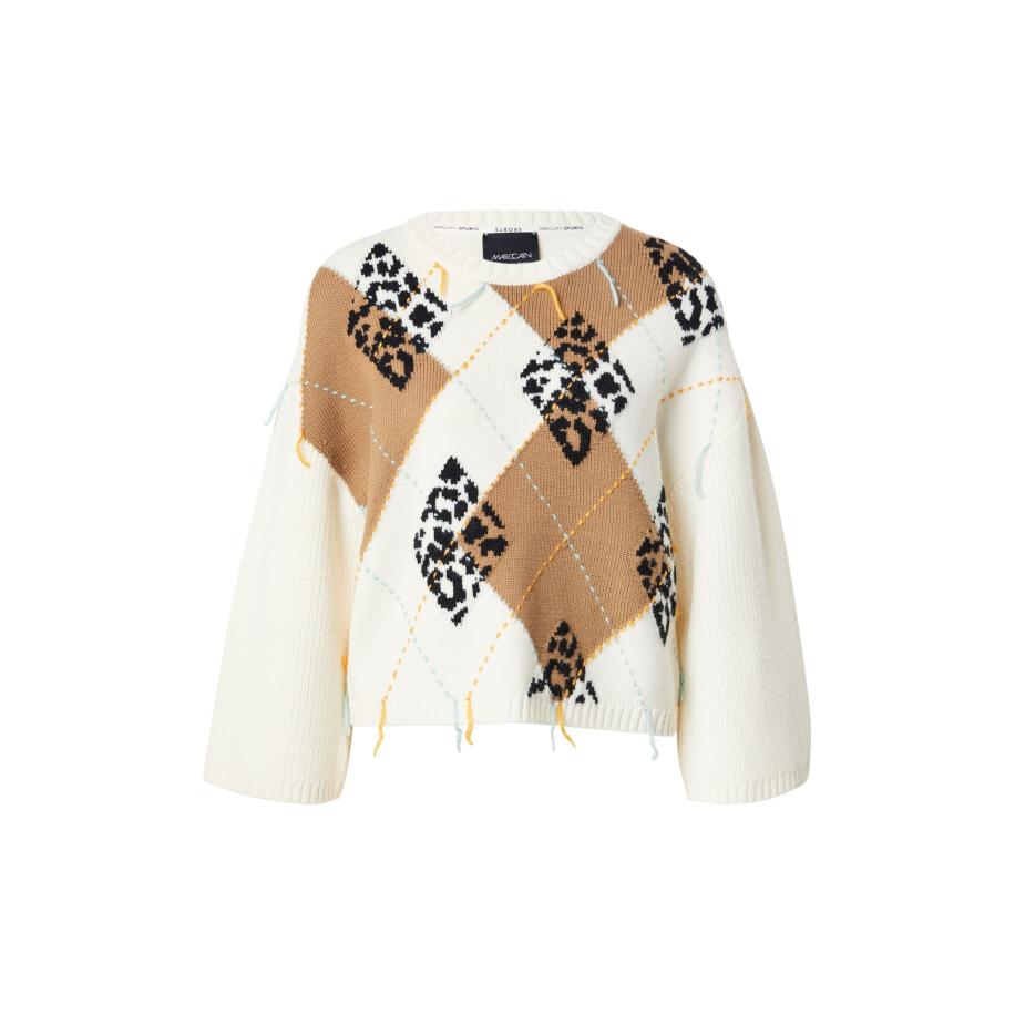 Marc Cain Marc Cain Trui ecru / karamel / donkergeel / zwart -