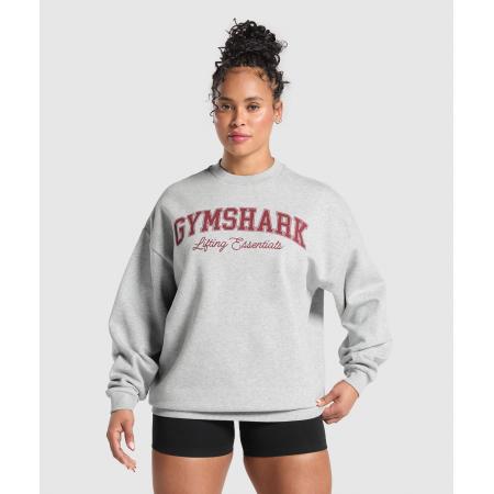 Gymshark Lifting Essentials Graphic Brushed Oversized Sweatshirt Light Grey Core Marl