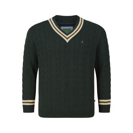 Charles Colby Trui V-halsdonkergroen, Cable knit