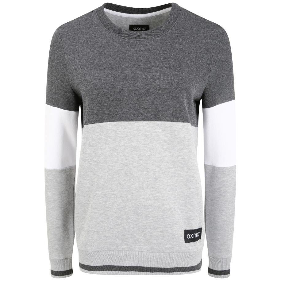 Oxmo Sweatshirt Omaya grijs / lichtgrijs / wit Grijs