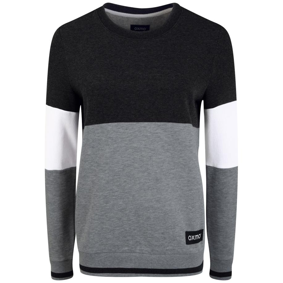 Oxmo Sweatshirt Omaya grijs gemêleerd / zwart gemêleerd / wit Grijs