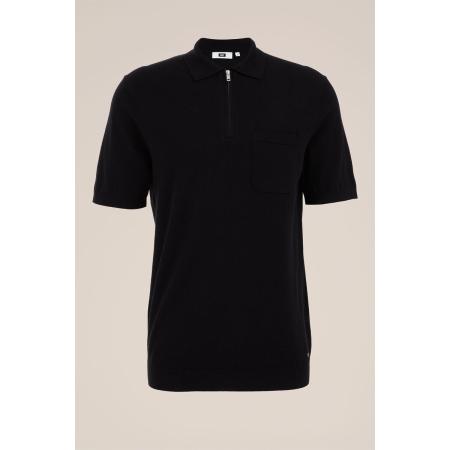 WE Fashion Heren regular fit fijngebreide polo - Regular fit - Zwart - Katoen - Maat: XS