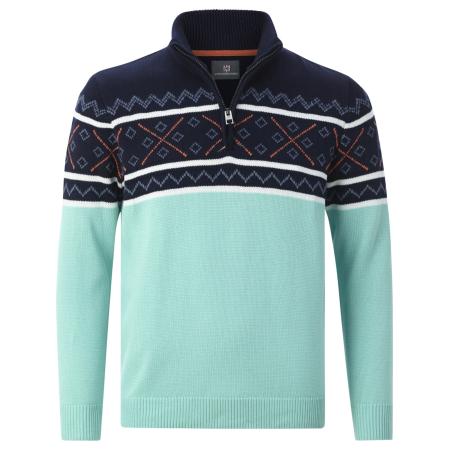 jan vanderstorm Jan Vanderstorm Trui Bjornholm donkerblauw / mintgroen / wit