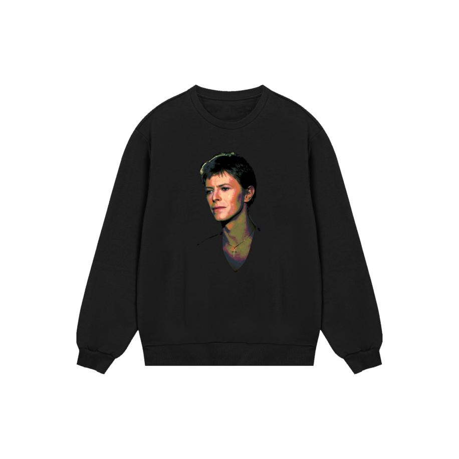 F4NT4STIC F4NT4STIC Sweatshirt TV Times Pop Star David Bowie 1977 lichtbruin / groen / donkerlila / zwart -