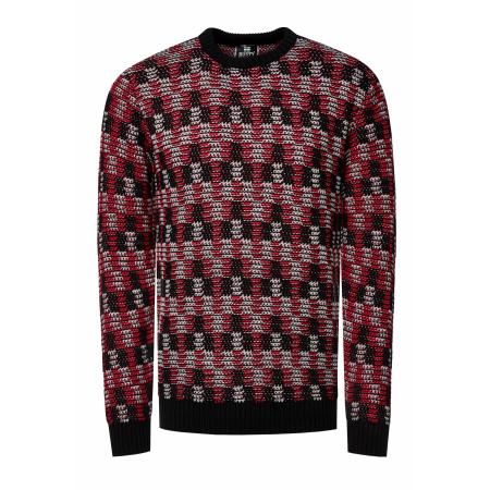 Rusty Neal Rusty Neal Trui lichtgrijs / cranberry / zwart