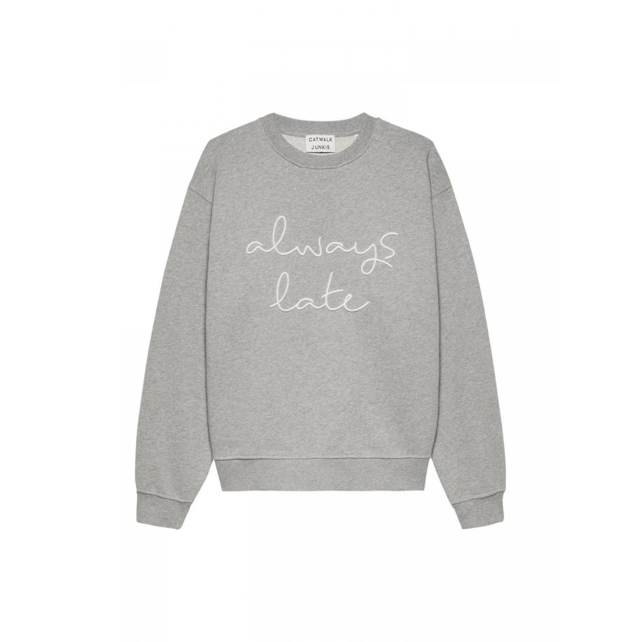 Catwalk Junkie CATWALK JUNKIE Sweatshirt Always late grijs gemêleerd / wit -
