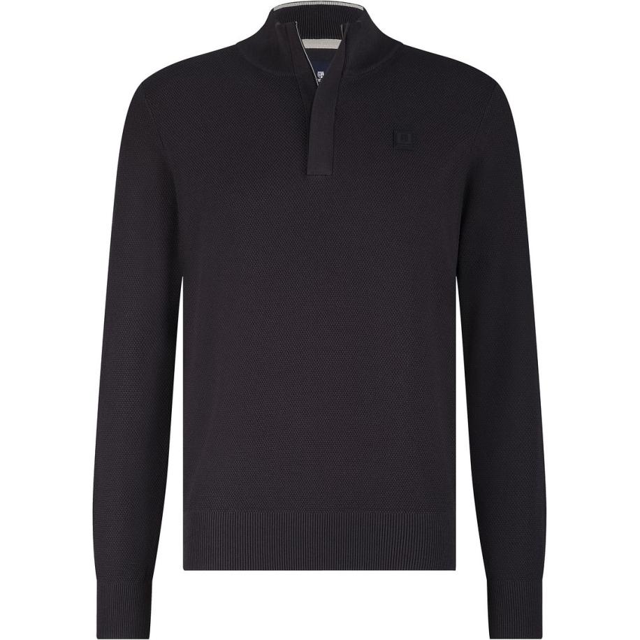 State Of Art Half Zip Trui Structuur Antraciet Blauw