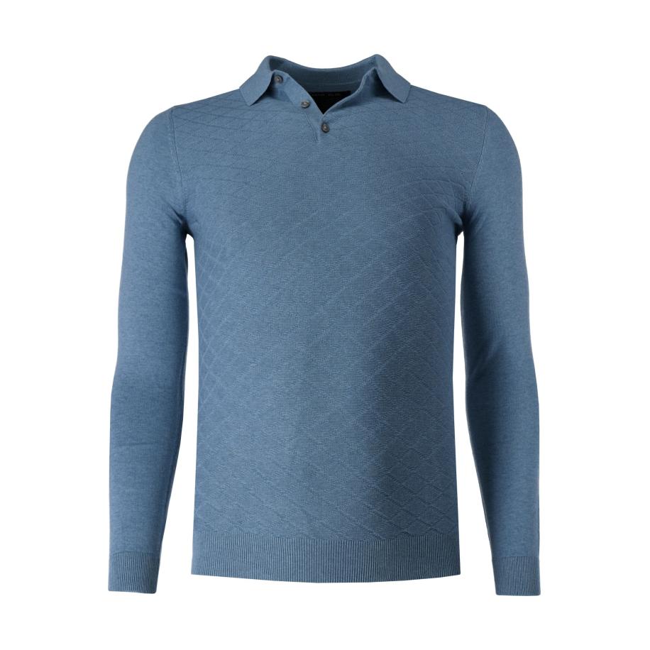 Marvelis Casual Trui Polokraag blauw, Ruit Blauw