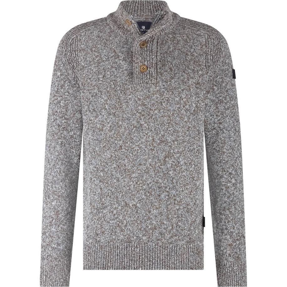 State Of Art Mocker Trui Melange Blauw Bruin