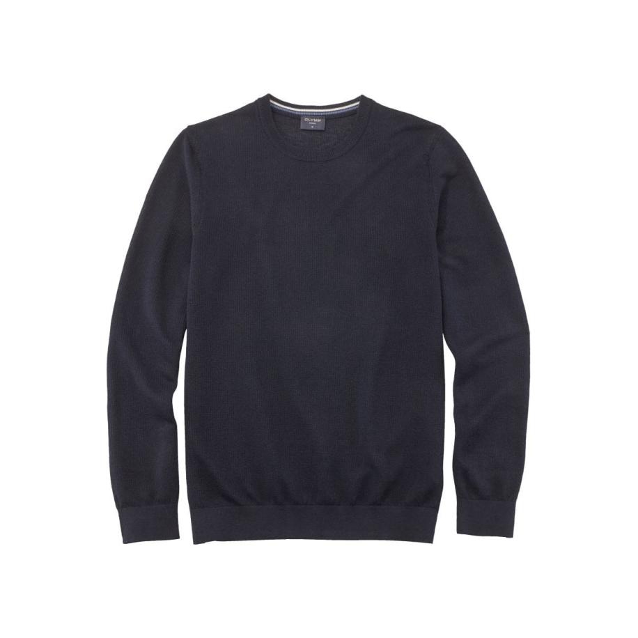 OLYMP Casual Trui ronde hals marine, Gestructureerd Blauw
