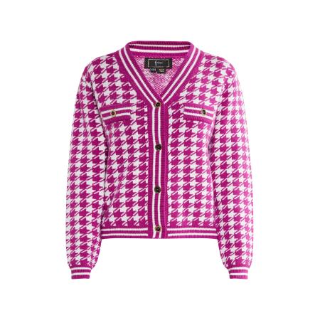 Faina faina Gebreid vest fuchsia / wit