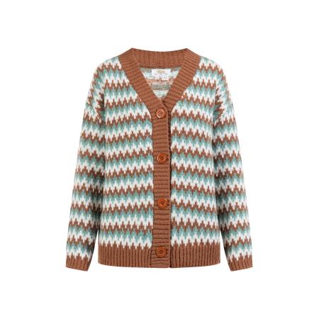 Usha usha FESTIVAL Gebreid vest bruin / mintgroen / wit