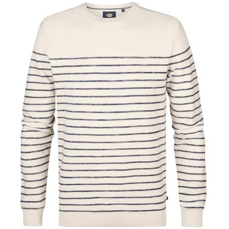 Petrol Trui Palm Streep Ecru