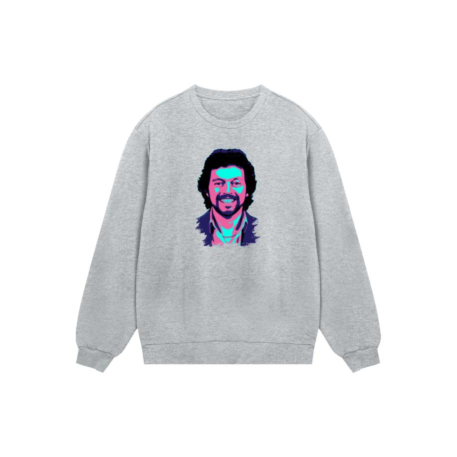 F4NT4STIC Sweatshirt TV Times Jeremy Beadle 1982 Pop Art neonblauw / grijs / lila / zwart Grijs