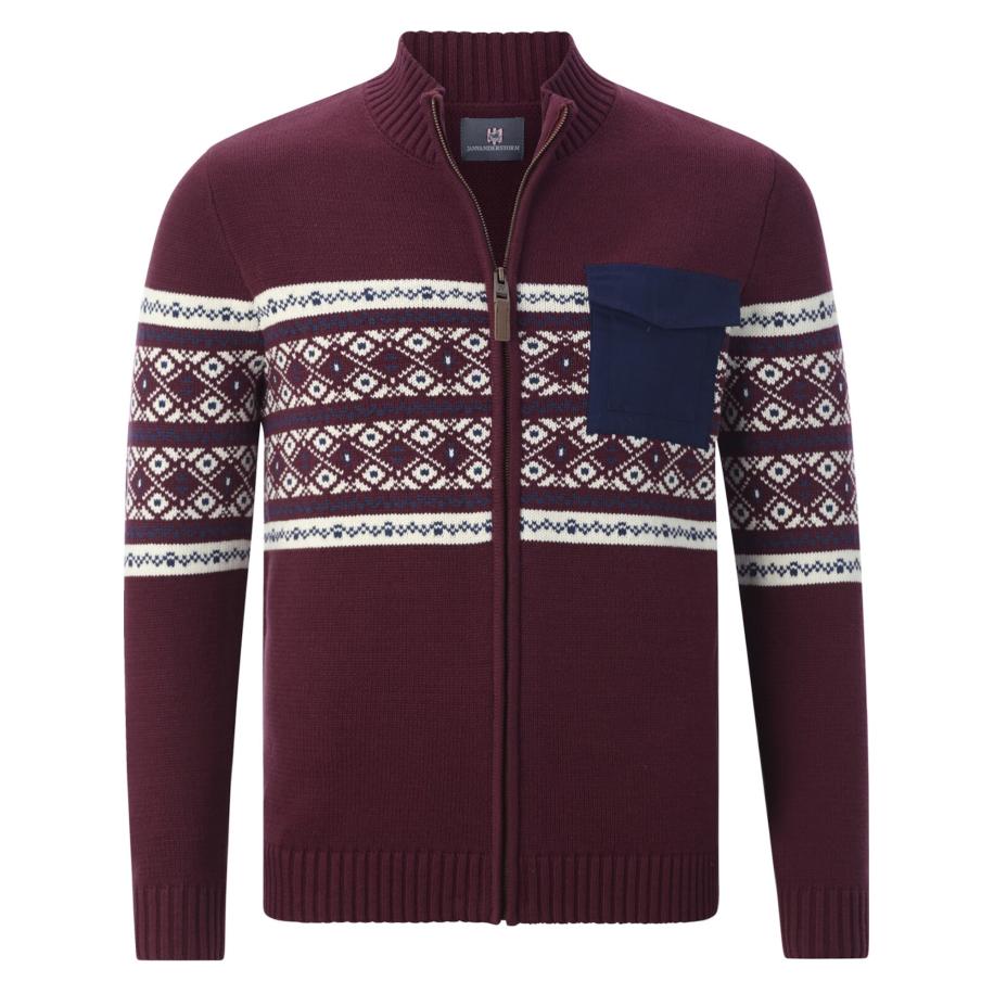 jan vanderstorm Jan Vanderstorm Gebreid vest Bjornsen navy / donkerrood / wit -