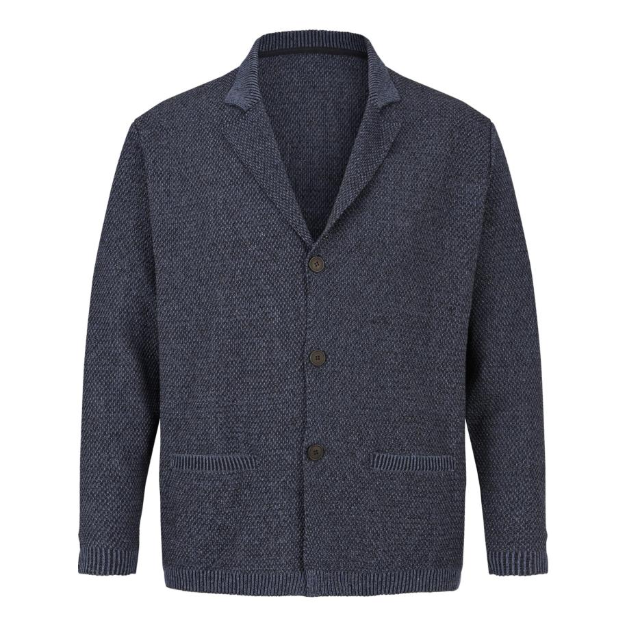 jan vanderstorm Jan Vanderstorm Gebreid vest Asger blauw gemêleerd -