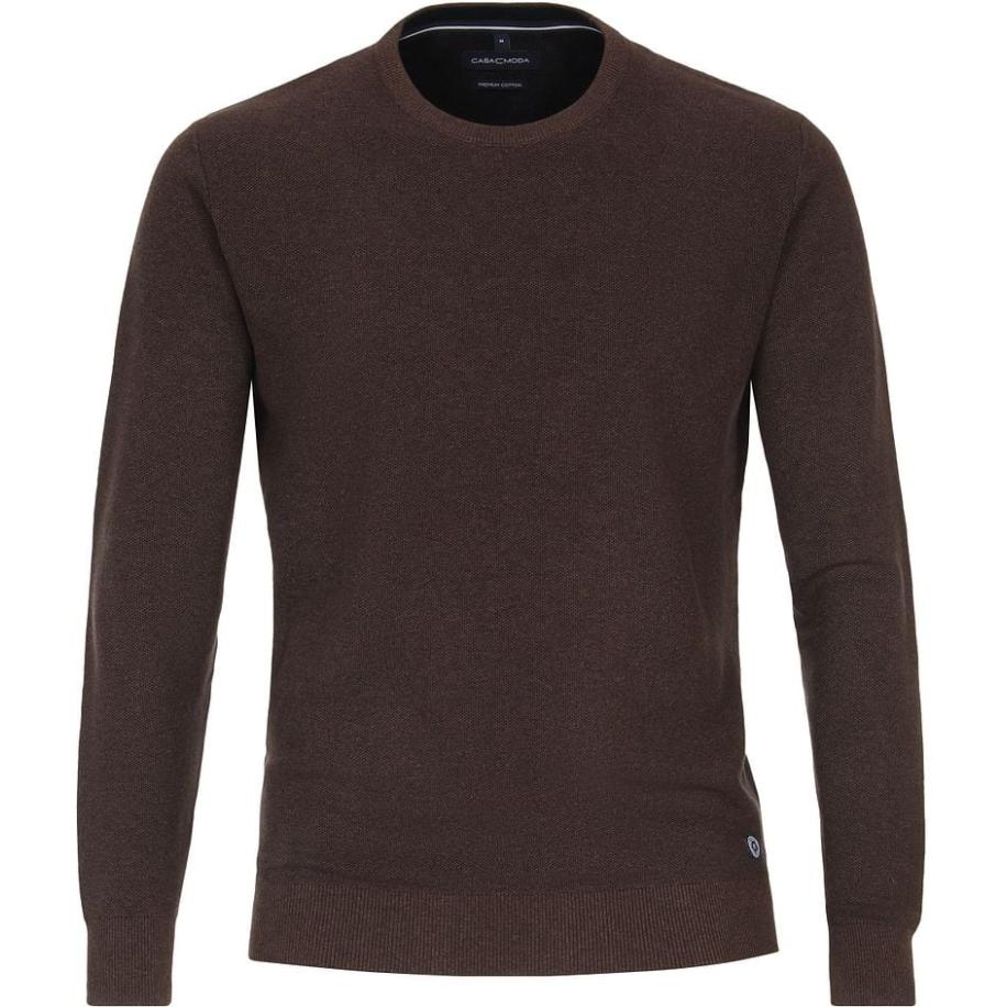 Casa Moda Pullover O-Hals Melange Geel Bruin