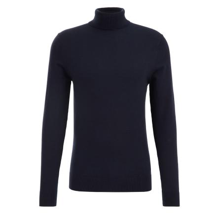 Fundamentals heren fijngebreide coltrui - Donkerblauw - Katoen - Maat: XXL