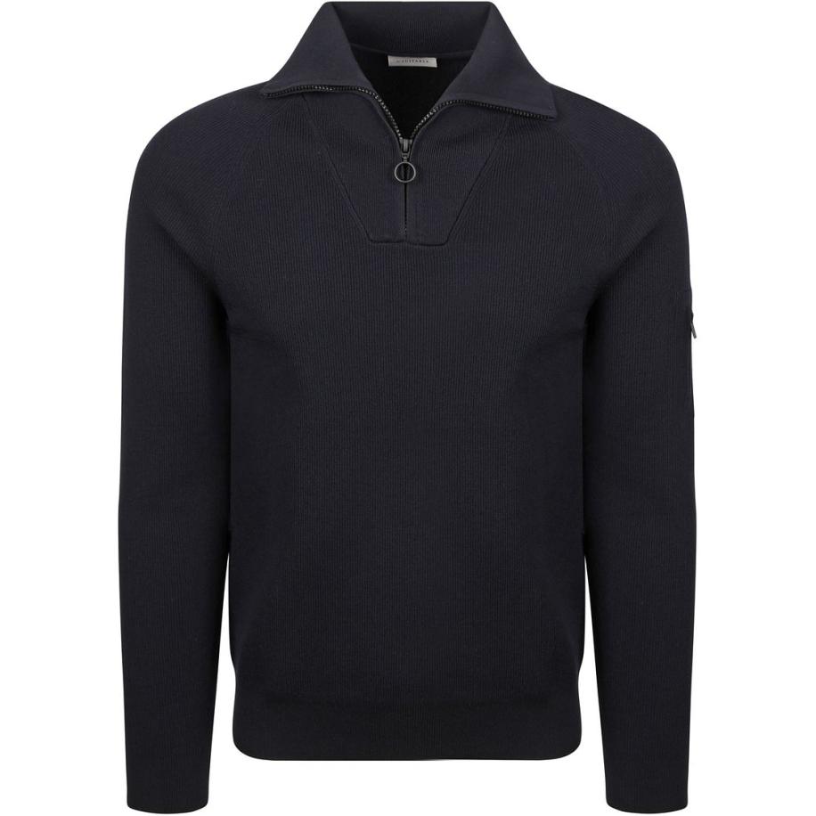 Suitable Half Zip Trui Tias Cooldry Knit Navy Blauw