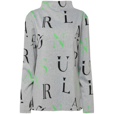 LAURASØN LAURASØN Sweatshirt grijs gemêleerd / lichtgroen / zwart