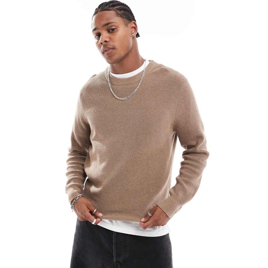 PS Paul Smith - Gebreide trui met ronde hals en logo in bruin Bruin