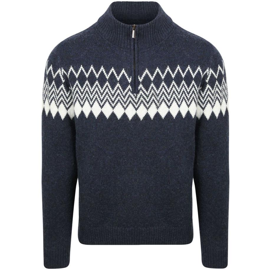 Suitable Avery Nordic Half Zip Trui Wolblend Navy Blauw