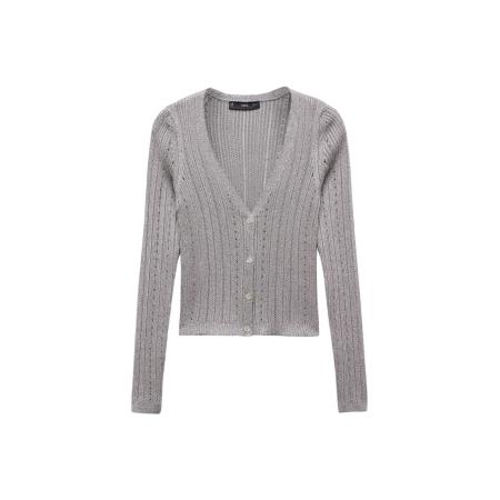 Mango MANGO Gebreid vest Aluminio grijs / zilver