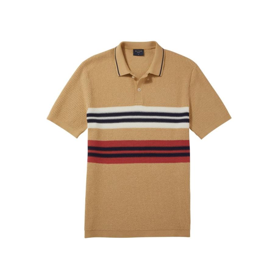 OLYMP Casual Polo shirt Korte mouw lichtbeige Bruin