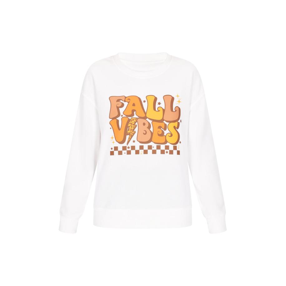 Swirly swirly Sweatshirt Back To School lichtbruin / safraan / oranje / wit -