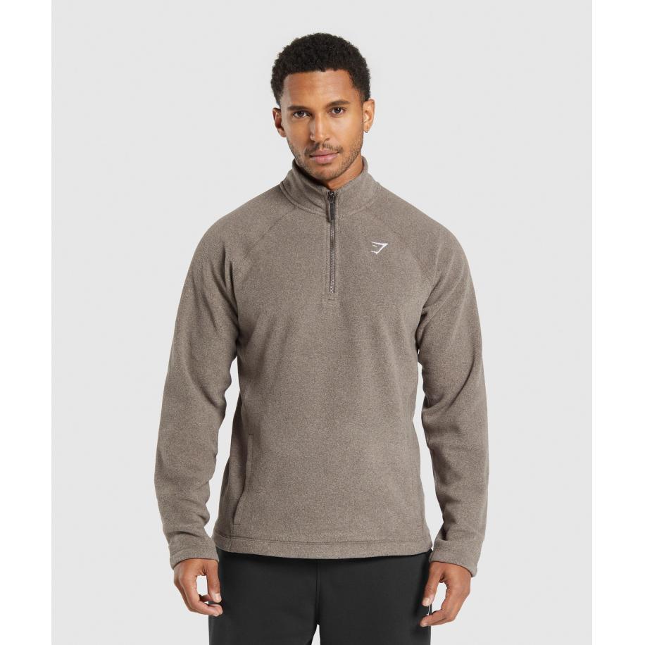 Gymshark Fleece 1/4 Zip Camo Brown/Sand Brown Bruin