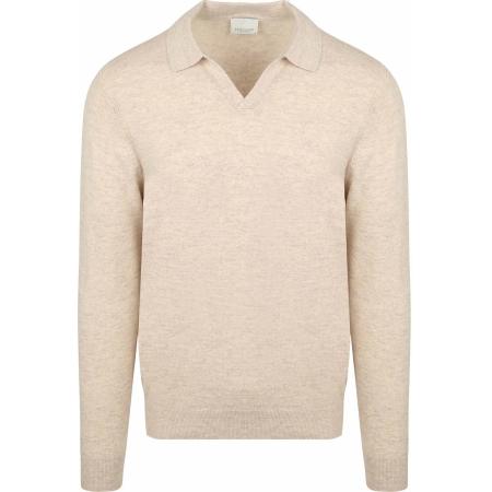 Profuomo Longsleeve Poloshirt Wol Blend Sand