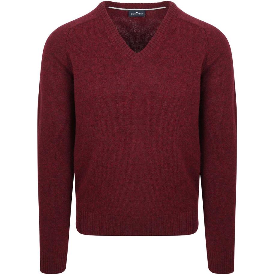 Steppin' Out Trui V-hals Lamswol Bordeaux Rood