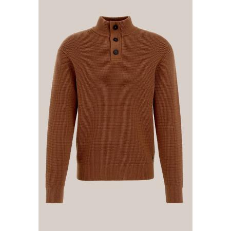 WE Fashion Heren slim fit trui met structuur - Regular fit - Roestbruin - Katoen - Maat: XS