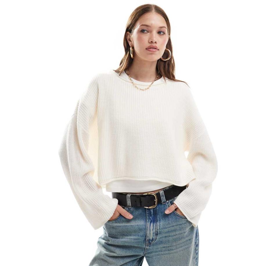 Miss Selfridge Ruimvallende trui in crème-Wit Wit
