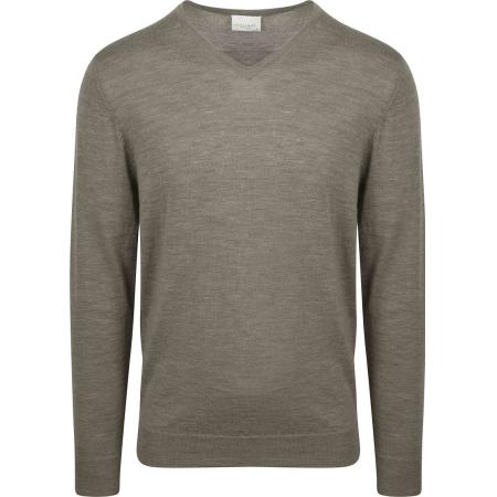 Profuomo Pullover V-Hals Merinowol Groen