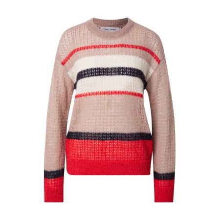 Samsøe Samsøe Trui Sarosalia crème / greige / knalrood / zwart