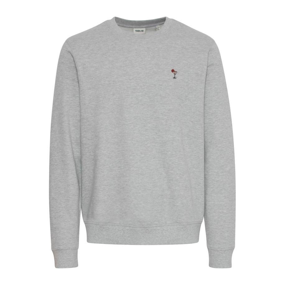 !Solid Trui Nooam grijs gemêleerd Grijs