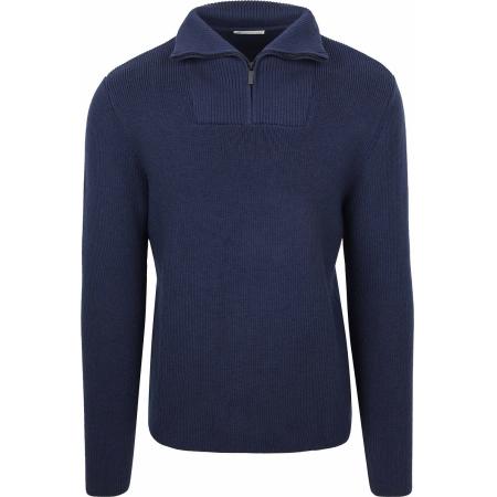 KnowledgeCotton Apparel Half Zip Pullover Merino Navy